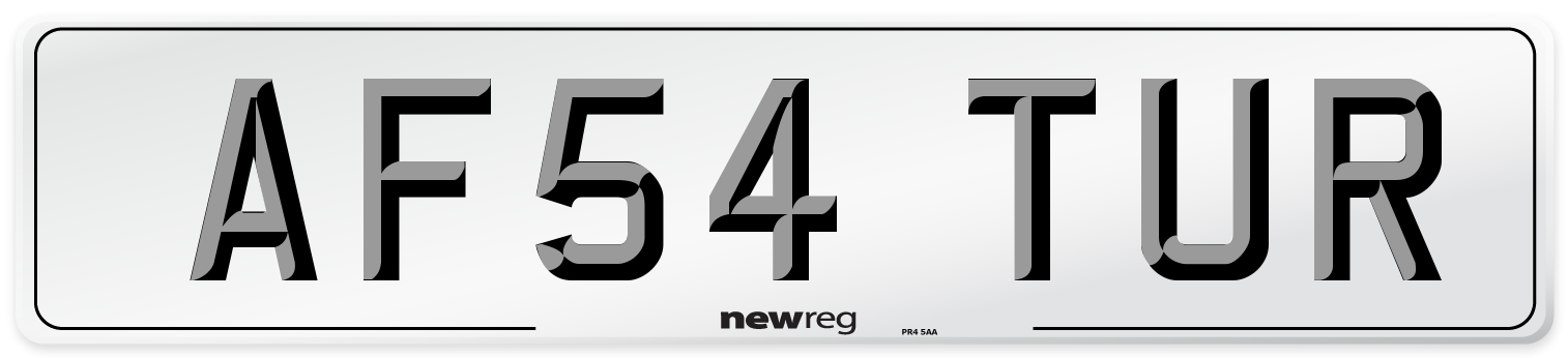 AF54 TUR Number Plate from New Reg